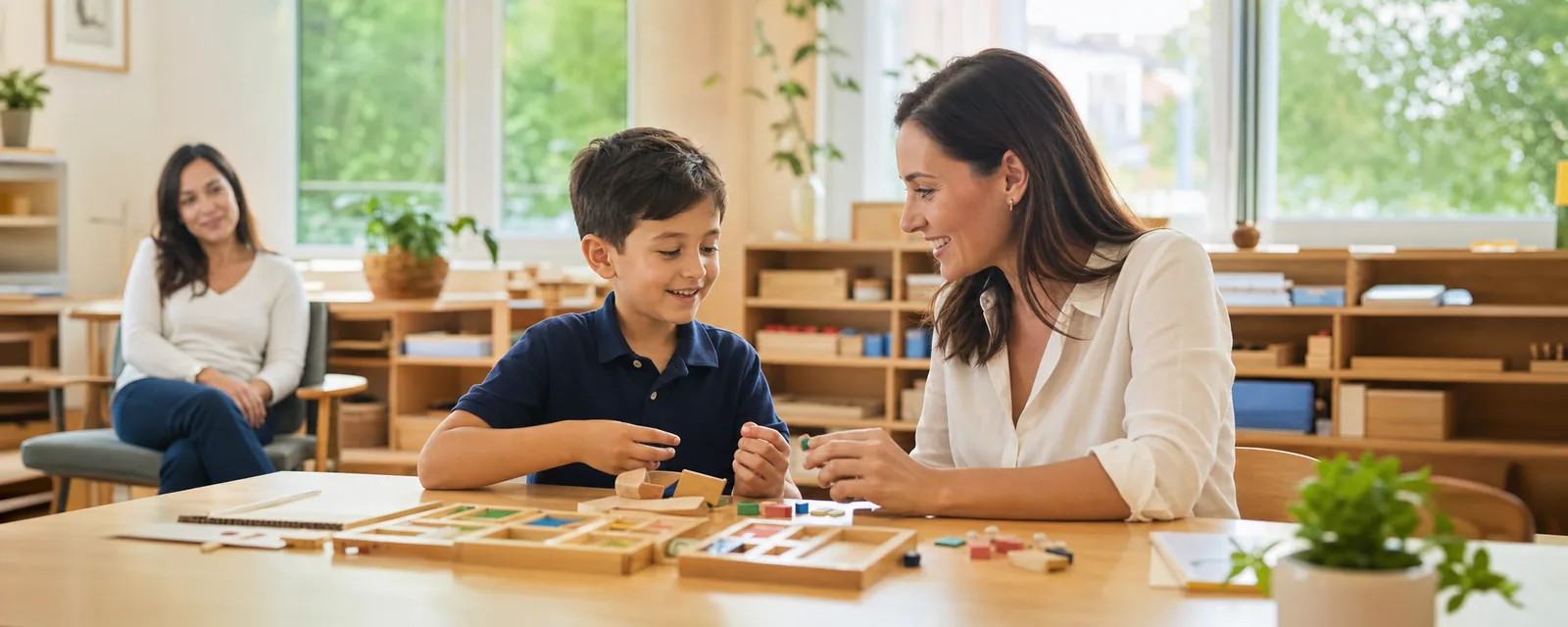 A student meeting with a teacher for a friendly assessment