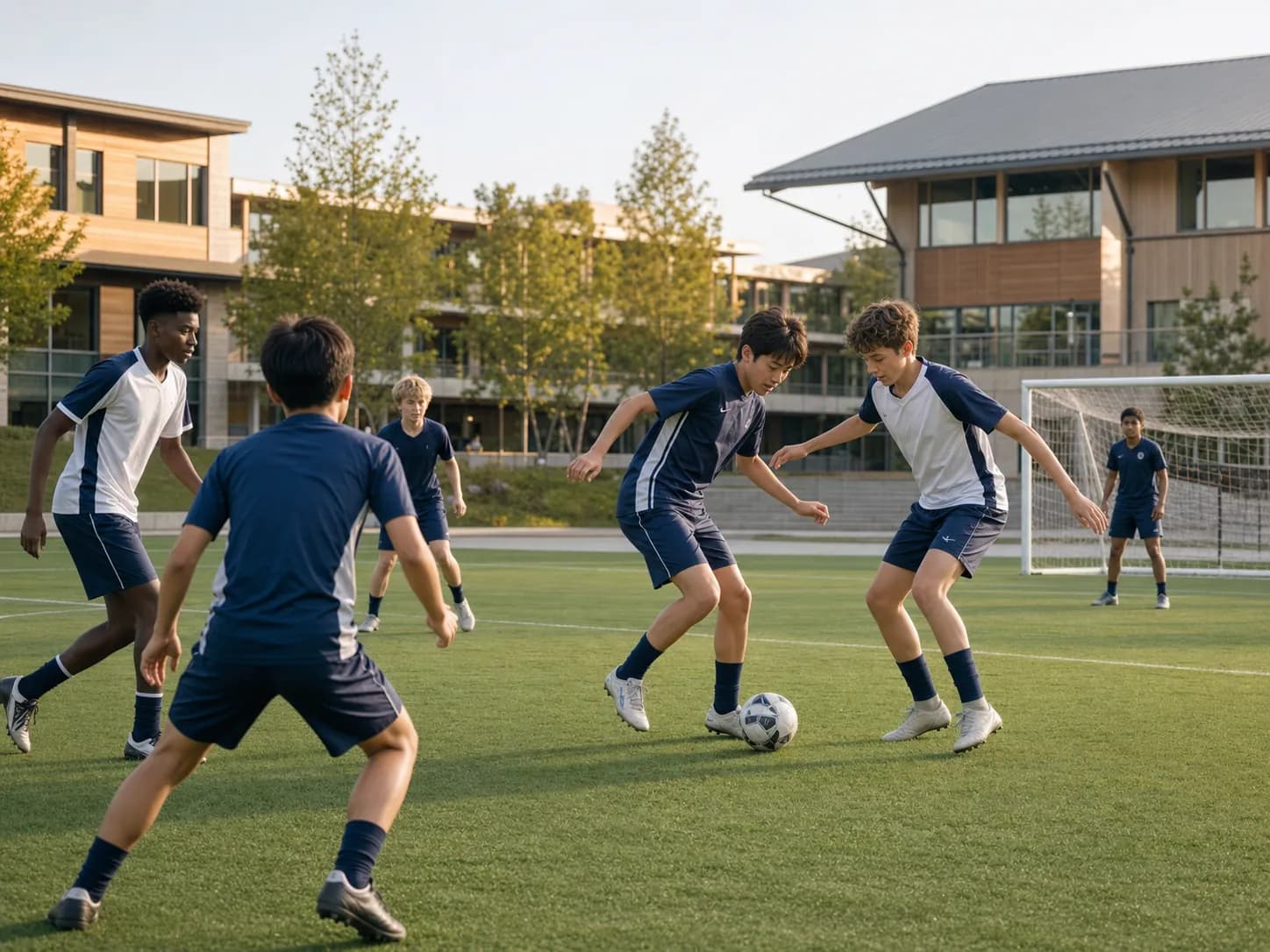 High school students taking part in a co-curricular football activity